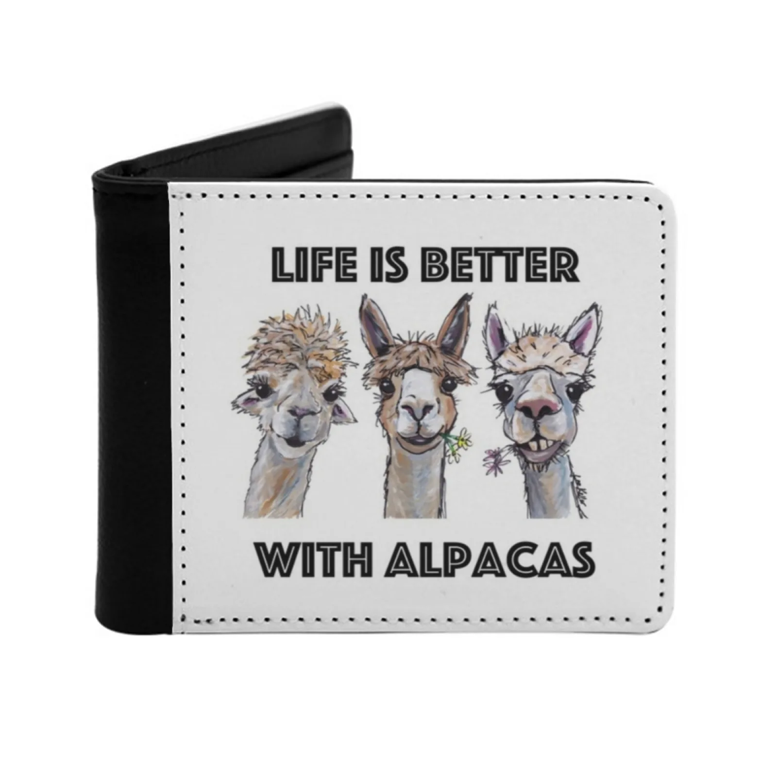

Life Is Better With Alpacas Art Alpaca Shirts And Alpaca Art Men's Wallet Pu Leather Wallet Multifunction Credit Card Purse