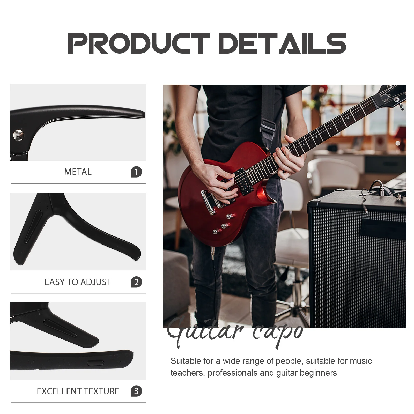 

1 set Capo For Folk Electric Guitar, Portable Metal Tuning Clip, Multi-Function Capo, Guitar Clamp, Guitar Supply, Instrument