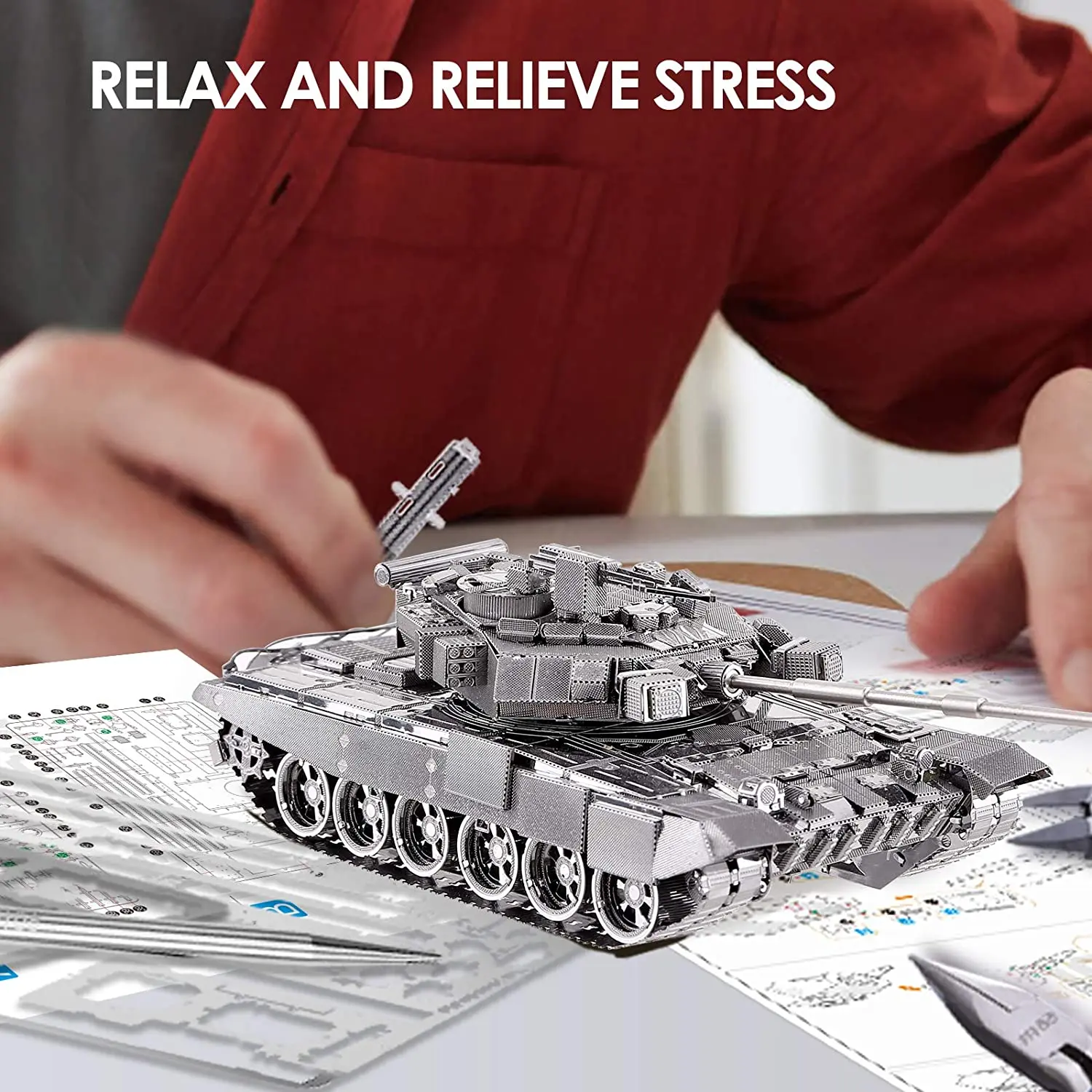 

Piececool METAL 3D Puzzle for adults or teens, military tank T-90A DIY 3D Metal model Building Project Kit Puzzle - Great gift i