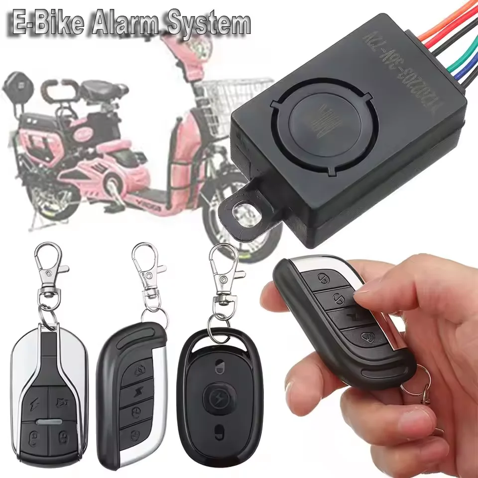 

E-bike Alarm System 36-72V 125dB Anti-Theft Device for Electric Scooter Bicycle Security Wireless Remote Control Detector Alarm