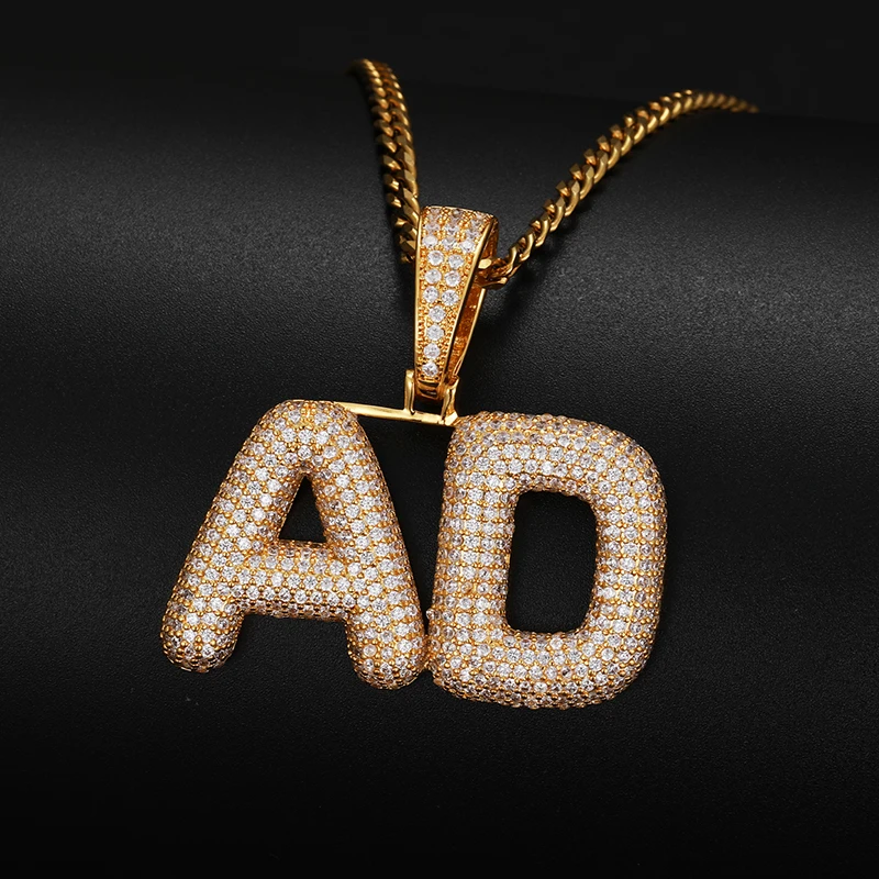 Hiphop Custom Letter Name Necklace Pendant For Men Hip Hop Jewelry Iced Out Personalized Cubic Zircon Charms Pendant Gift