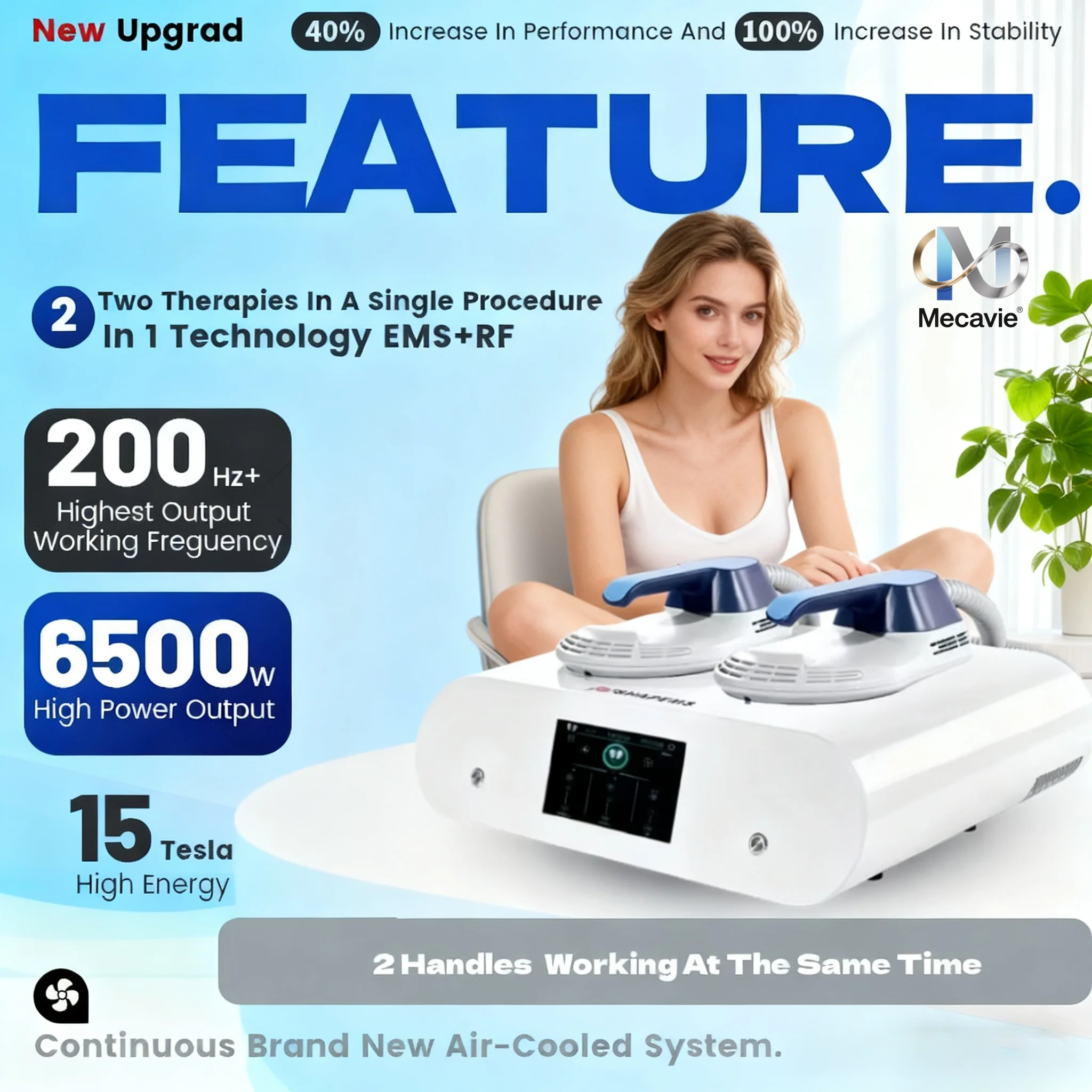 

2025 NEW MECAVIE 2 Handles EMS Weight Loss Hip Lift Abs Body Slim zero Muscle Stimulator Neo 6500W Body 200HZ Machine Fat Burner