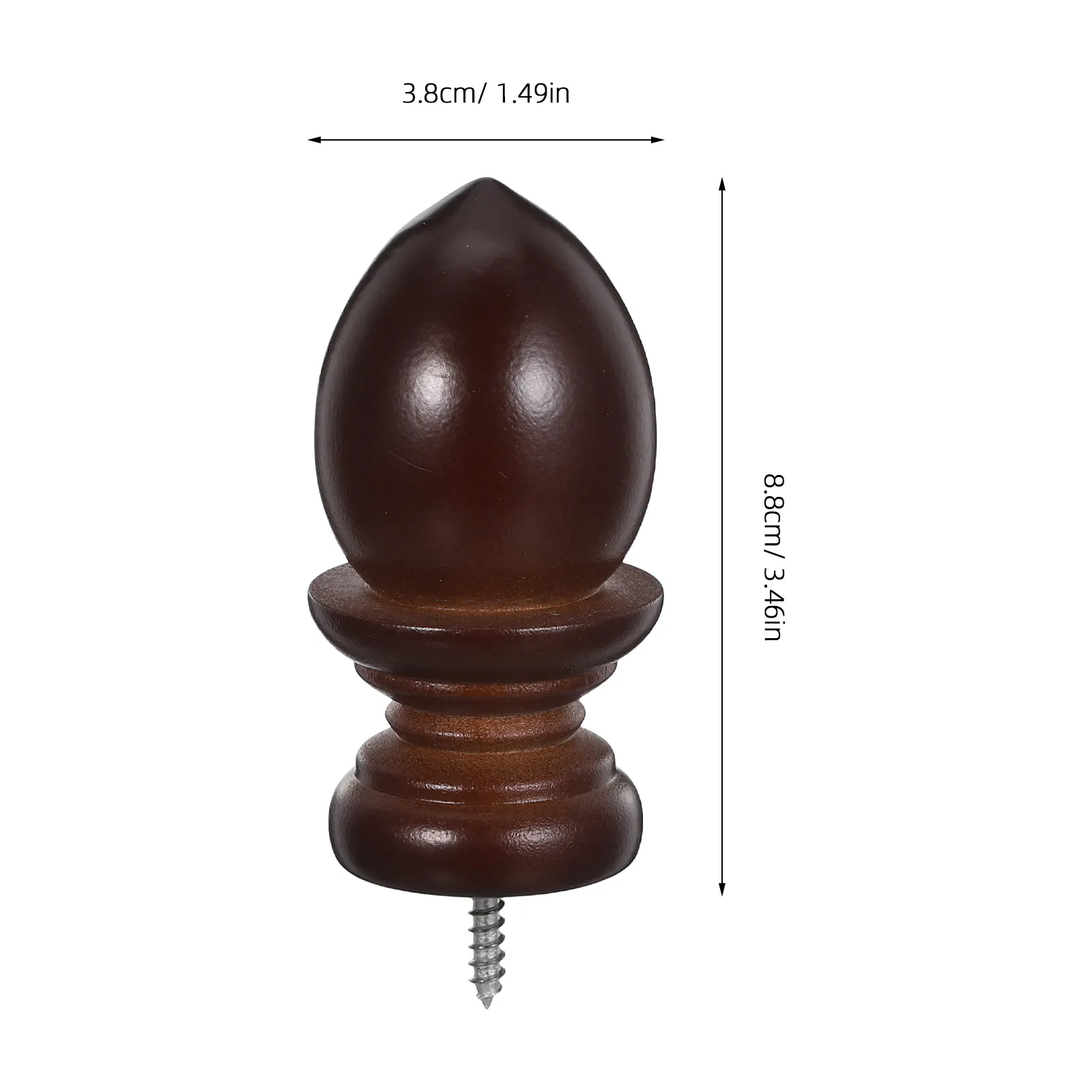 2Pcs Wood Curtain Rod Finials Coffee Decorative Wooden Ends Replacement Finials for Drapery Rods Window Treatment Hardware