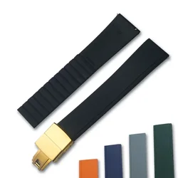 Denique CTS Black FKM Rubber Watch Straps Quick Release Spring Buckle 19mm 20mm 21mm 22mm Watch Bands Cut to size