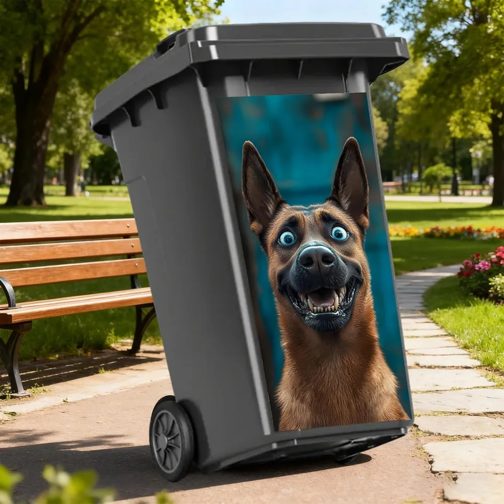 Funny Animal Series Garbage Pail Stickers Self Adhesive 2D Dustbin Poster Waterproof PVC Trash Can Decal Outdoor Patio Decor