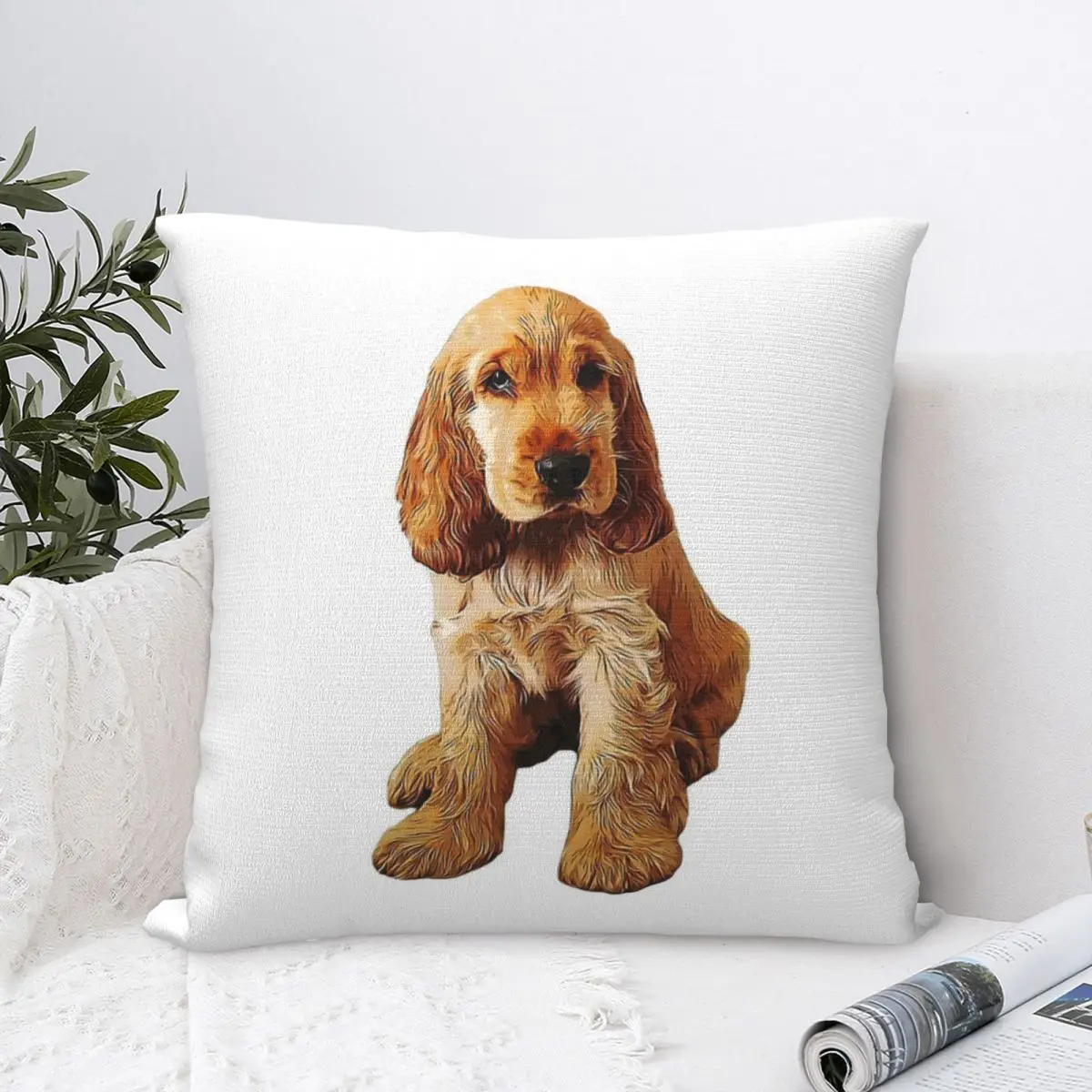 Gold Cocker Spaniel Puppy Dog Pillowcase Cushion Comfort Throw Pillow Sofa Decorative Cushions Used for Home Bedroom Living Room