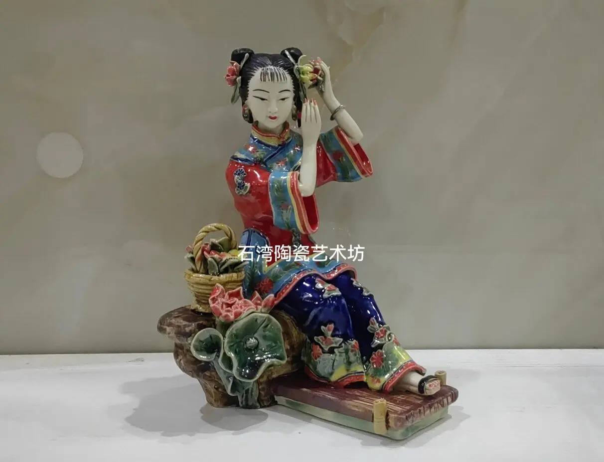 Shiwan doll ornaments ceramic living room decorations classical ladies software decoration creative chinoiserie show color