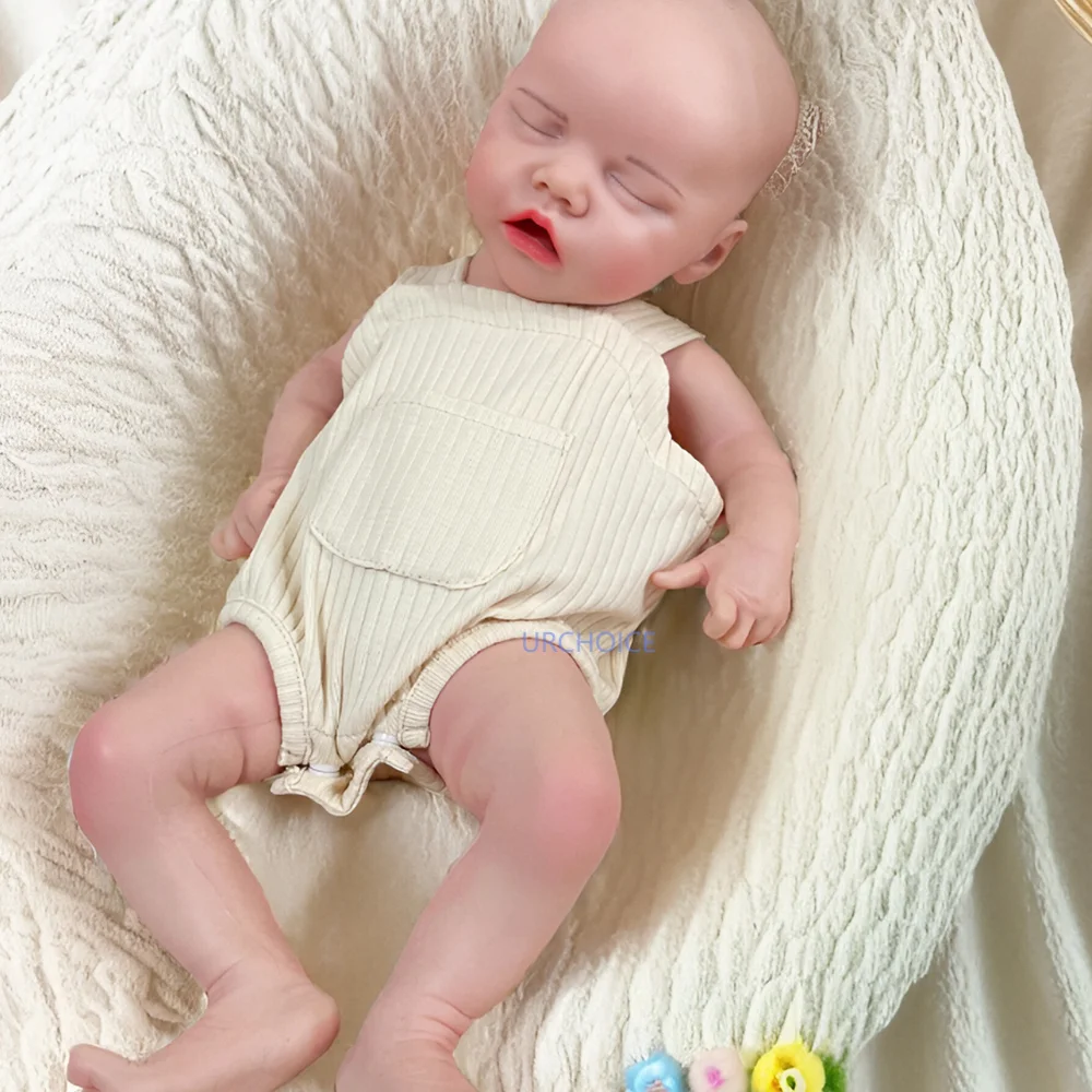 

18Inch Silicone Reborn Baby Doll Soft Cuddly Hand-Painted Girl Closed Eyes Collectible Art Dollfor 3+ Years Old Children Toy