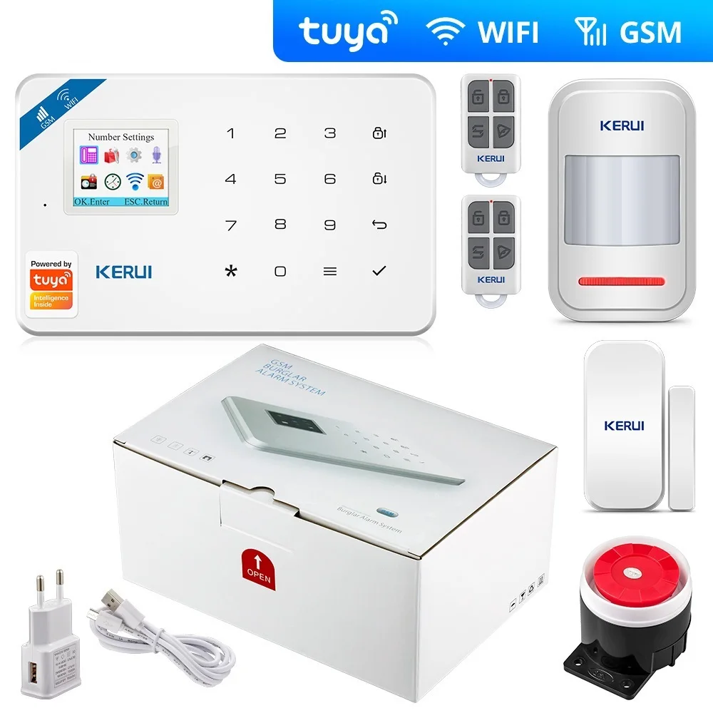 Top Tuya W181 Wireless Wifi Home Alarm GSM IOS Android APP Control LCD GSM SMS Burglar Alarm System For Home Security Alarm