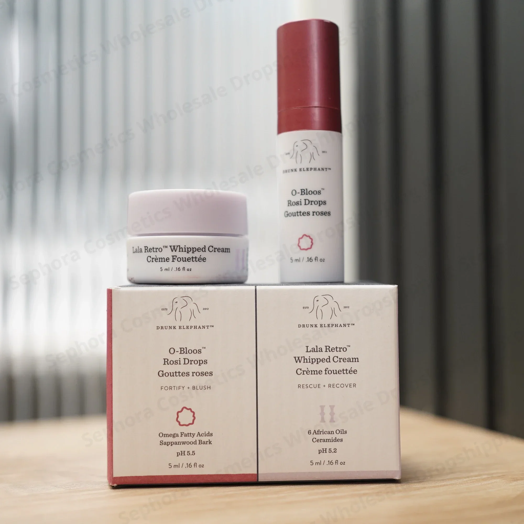 Skin Care Set O-Bloos Rosi Drops Gouttes Roses Fortify Blush 5ml+ Lala Retro Whipped Cream  Rescuie Recover 5ml