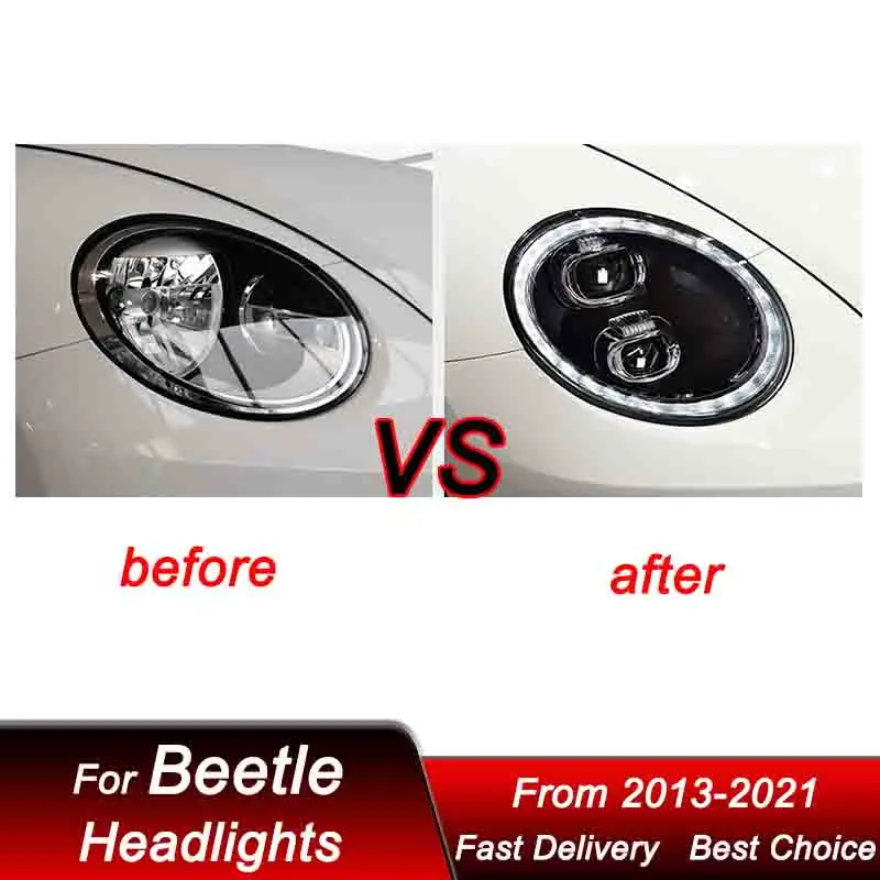 Hot Car Headlights For Volkswagen VW Beetle 2013-2022 to 911 style LED Auto Headlamp Assembly Projector Lens Accessories Kit