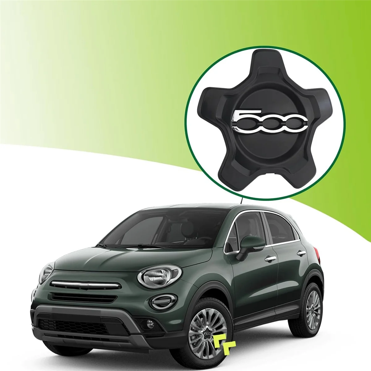 Car Wheel Center Cap Cover for Fiat 500X 2016-2022 6AN68LXHAA Dust Cover Car Accessories Black