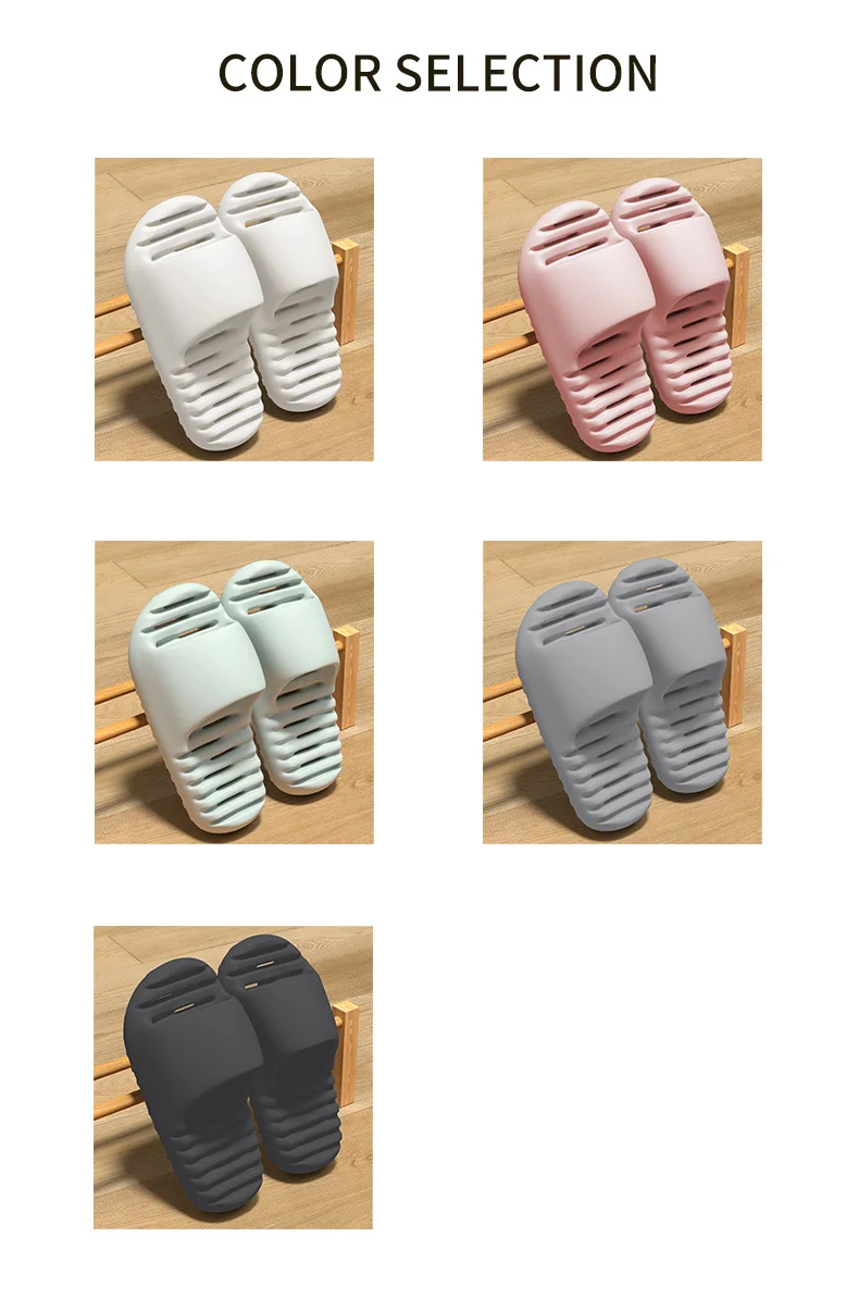Schnell trocknende, wasserableitende Badezimmer-Slipper für Männer und Frauen, geräuscharme, weiche EVA-Sohle, rutschfeste, hohle Strandsandalen für drinnen und zu Hause. – Detail 10