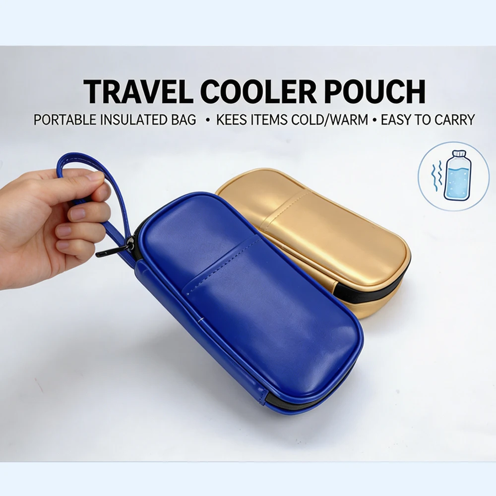 Insulin Cooler Travel Bag with 4 Ice Pack  PU Waterproof Medicine Organizer Bag Insulin Cooling Bag for Diabetics view 4