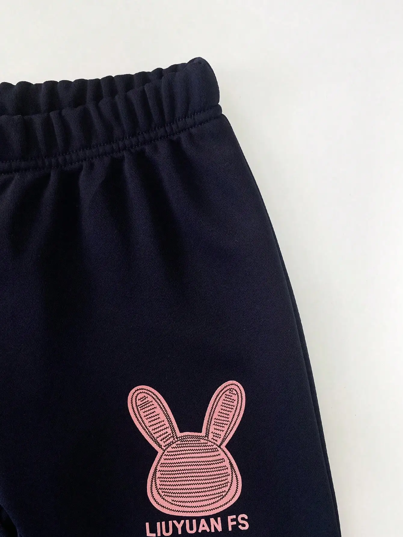 Herbst-Winter-Kleidungsset für Kinder mit Rundhalsausschnitt, Farbblock-Langarmshirt mit Kaninchen-Print und bedruckter Hose mit elastischem Bund – Detail 9