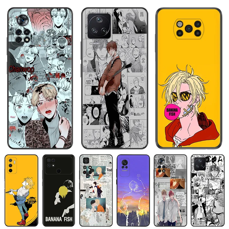 Phone Case for Xiaomi Poco F5 F4 F3 F1 C40 C50 C51 M5 M5S M4 M3 X3 X4 X5 Pro GT Banana Fish Anime Soft Shell Black Cases Cover