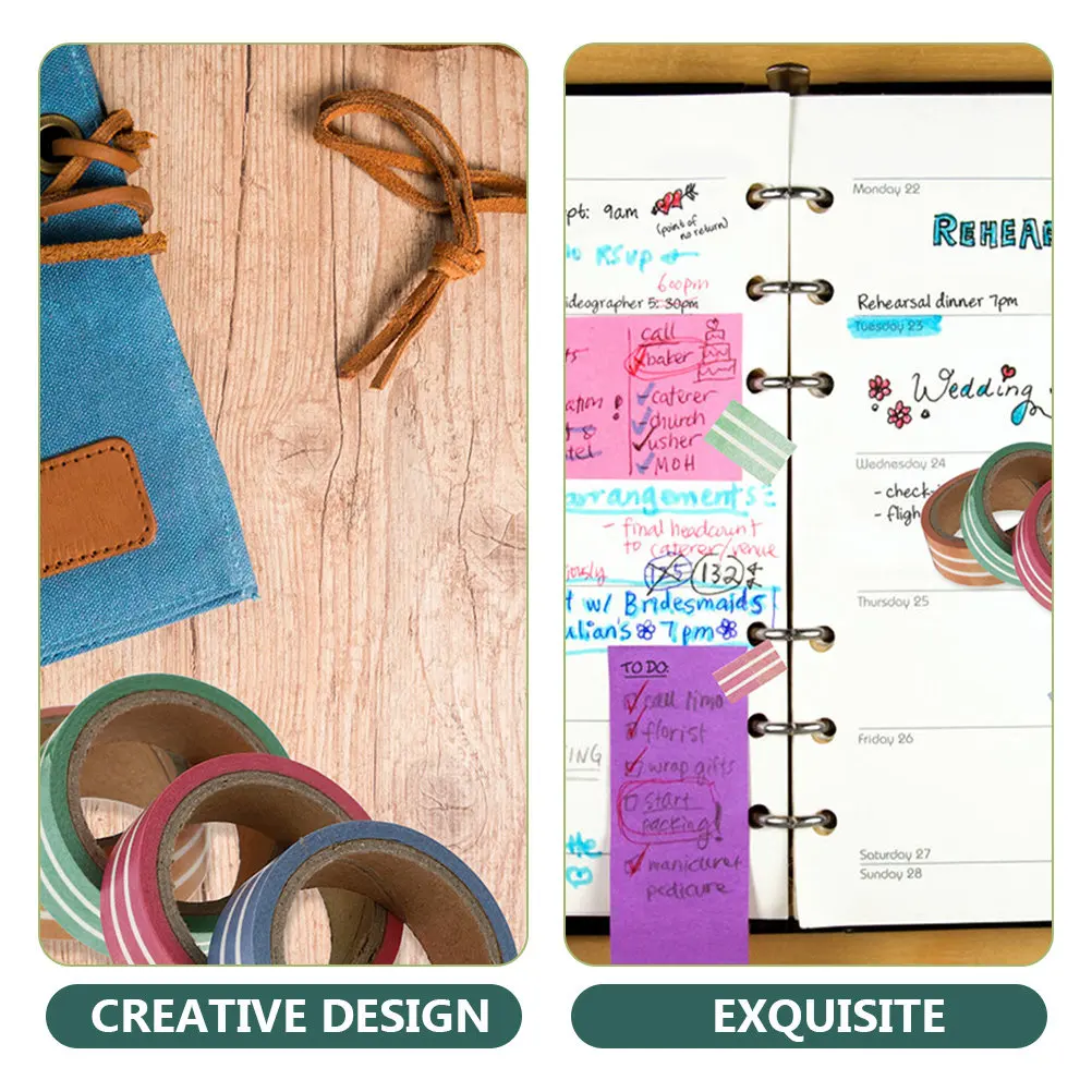 4 Rolls Washi Tape Set – Decorative Scrapbooking, Journaling & Card Making Tape with Fresh Creative Designs