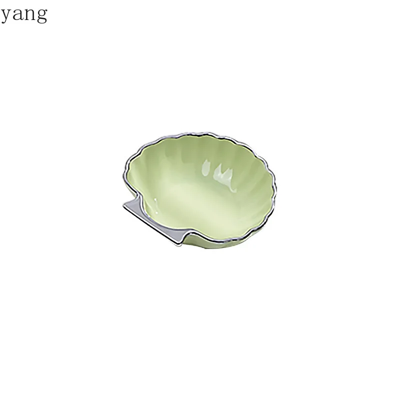 LMM light luxury wind electroplating silver-edged shell spitting bone dish multi-purpose ceramic seasoning dish