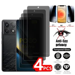 4Pcs For Poco F6 Pro Glass Xiaomi Poco F6 Pro Tempered Glass 9H Anti-Spy Cover Glue Privacy Screen Protector Poco F6 Pro 6.67