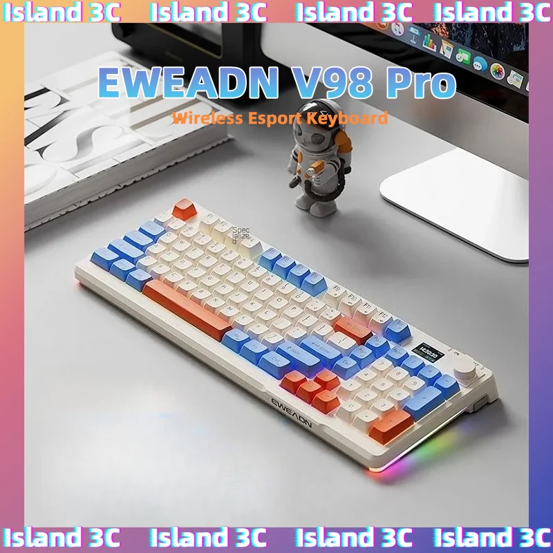 

EWEADN V98PRO Bluetooth игровая клавиатура 98 клавиш трехрежимная механическая ручка с динамической RGB-подсветкой ноутбук аксессуары для киберспорта и ПК