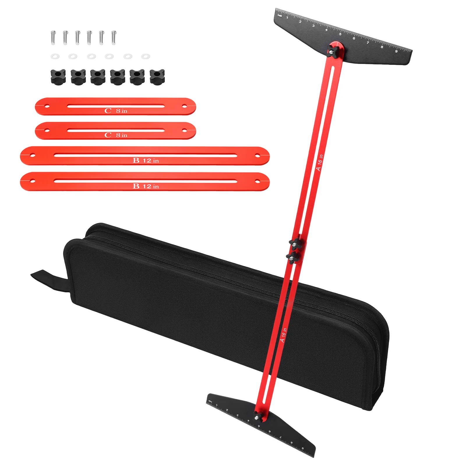 Stair Tread Gauge Template Tool Aluminum Alloy Stair Tread Measuring Tool Jig Adjustable Staircase Ruler for DIY Woodworking