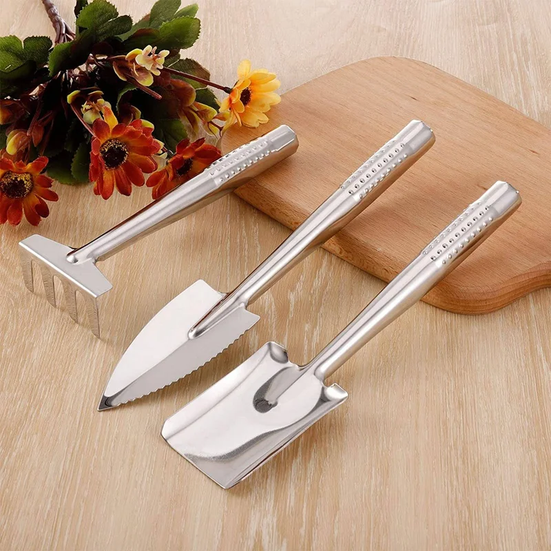 New 3Pcs Mini Gardening Plant Pot Tools, Garden Indoor Plant Tools Gardening Hand Kits Shovel Rake Spade For Potted Flowers