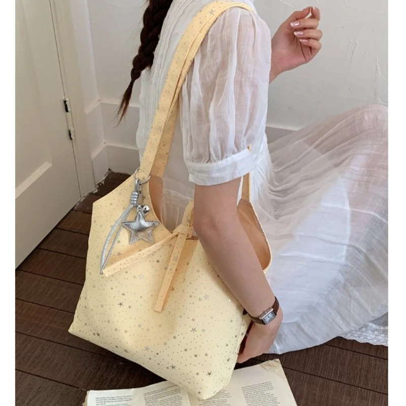 

Multi-color Star Print Shoulder Tote Bag with Top Handle, Casual Style for Work Office Daily Commuting Shopping Travel Hand Bags