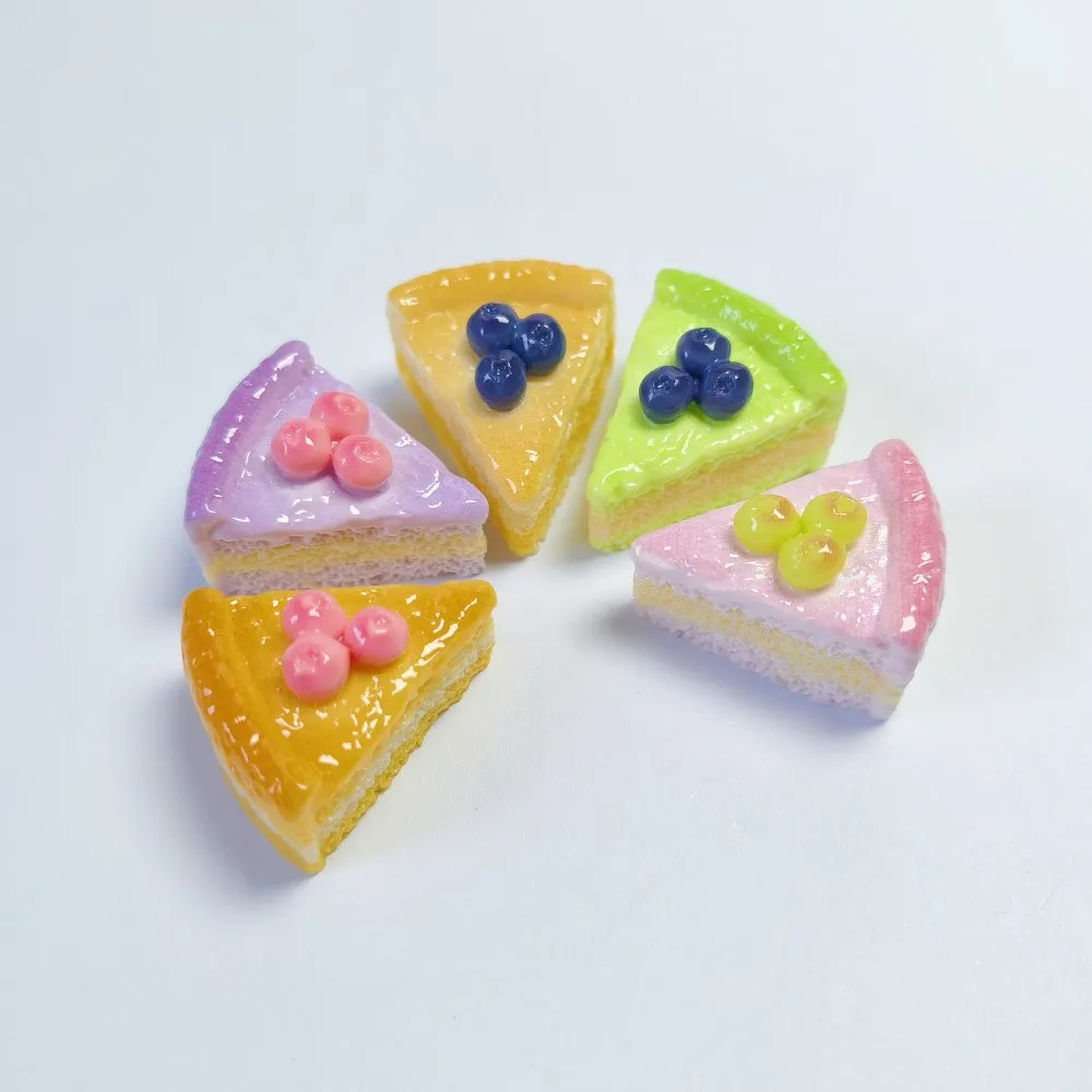 Blueberry Triangle Cake Miniature Flat Back Resin Cabochons For Hairpin Scrapbooking DIY Home Decor Craft Accessories