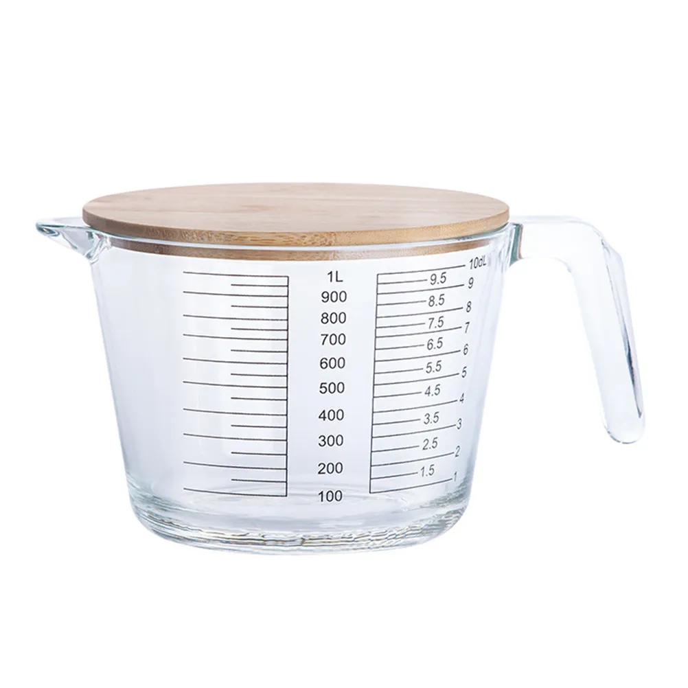 1Pcs Heat-Resistant Glass Measuring Jug with Clear Graduated Scale for Baking Cooking Milk Cream Oil Juice Storage Kitchen
