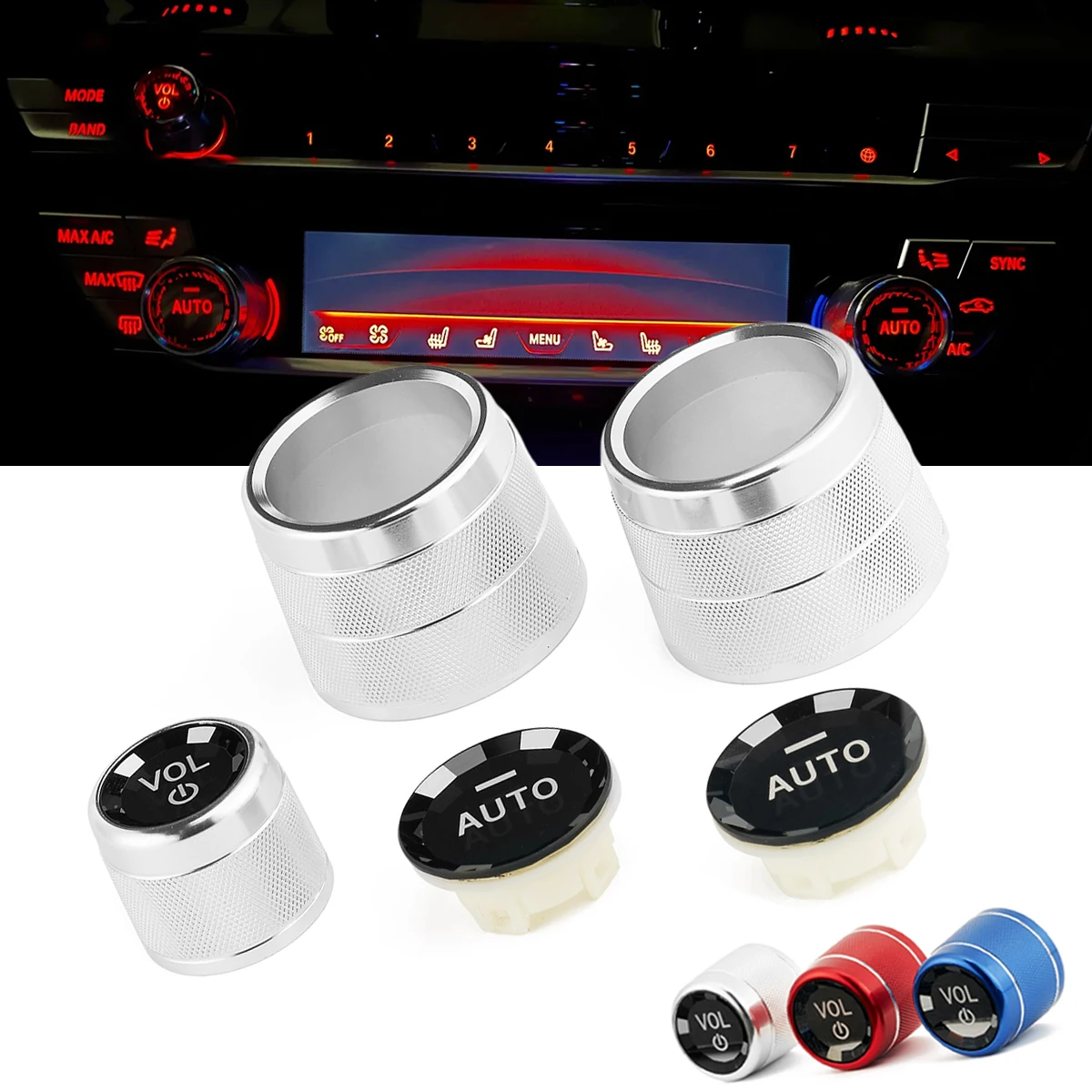 Crystal Style Volume Air Conditioning Control Knob Button Cover For BMW 1 2 3 4 5 6 7 Series X5 F20 F30 F10 F12 F01 F15 F16 G30