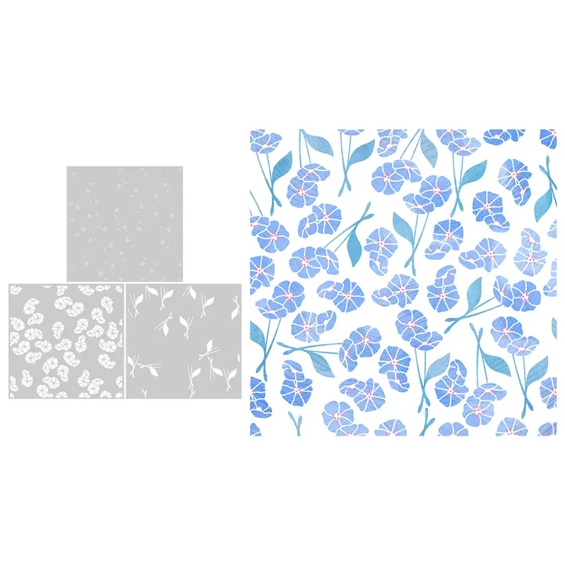 

3PCs Spring Flowers Floral Plastic Stencils For Decor DIY Scrapbooking Supplies Stencil For Cards Albums Background