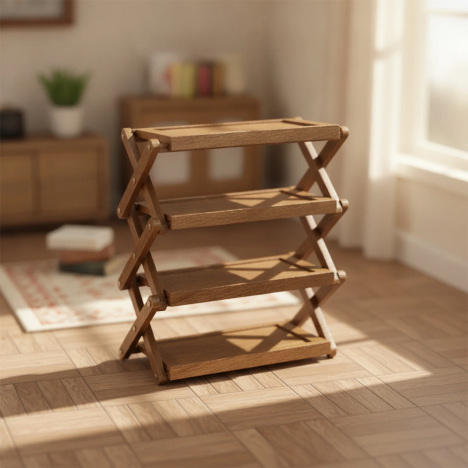 Dollhouse Shoe Rack No Assembly Required Miniature Rack Folding Shelf Compact Shoe Organizer Clean for Diorama Builders