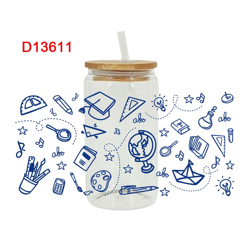 3D UV DTF Transfers Stickers 16oz Cup Wraps Back To School Printed For DIY Glass Ceramic Metal Leather Etc. D13472