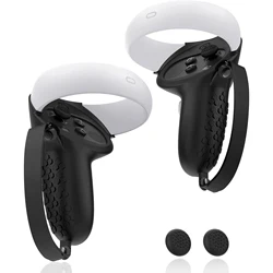 HUADAI design Controller Grips Cover Compatible with Quest 2 Accessories, Silicone Grip Cover Protector with Knuckle Straps