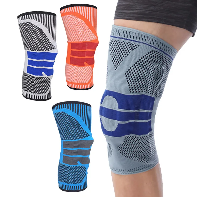 Adult Sports Knee Pad Gym Workout Safety Fitness Silicone Anti-Slip Knee Protective Brace Gear Cycling Hiking Running Knee Pads