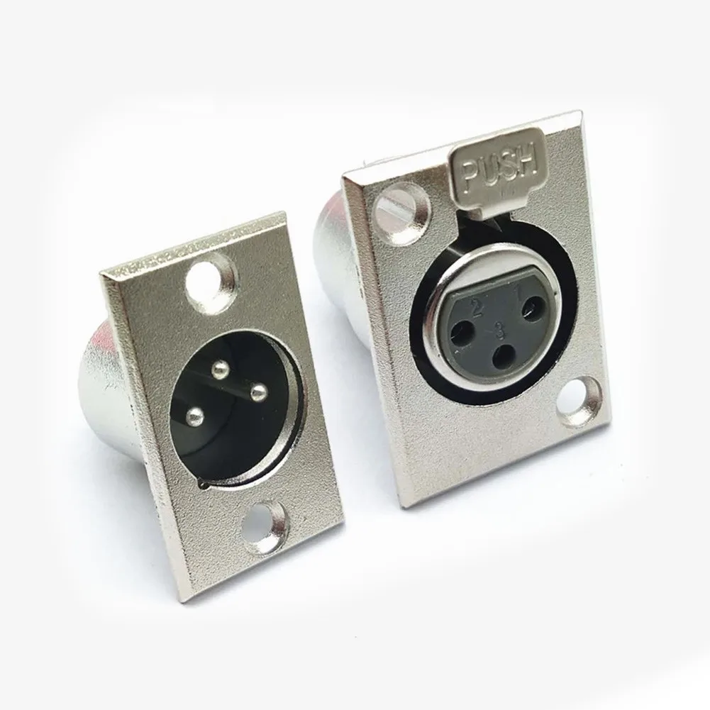 2pcs 3Pin XLR Male Plug+Female Socket Connector Panel Mount Zinc Alloy Shell Copper Pins XLR Connector