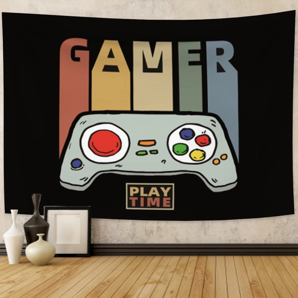 Game Over Tapestry Wall Hanging Boho Home Bedroom Decor Hippie Psychedelic Gaming Theme Carpet Cloth Background Tapestries
