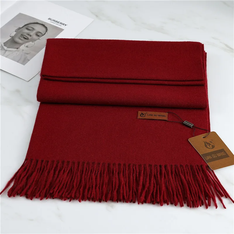 2022 Winter Cashmere Scarf Women Thick Warm Pashmina Shawls Wraps Solid Color Tassel Lady Blanket Echarpe Bufanda Hijab