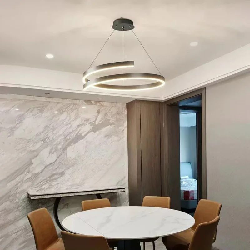 Lampu Gantung Dapur Led Aluminium Spiral Desain Baru Lampu Gantung Kamar Tidur LED Lampu Luminer Suspensi Dekorasi Rumah