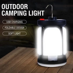 Lanterne de camping solaire pliable à LED, portable, USB, aste, banque d'alimentation de secours, extérieur, étanche, lanternes de tente pliantes