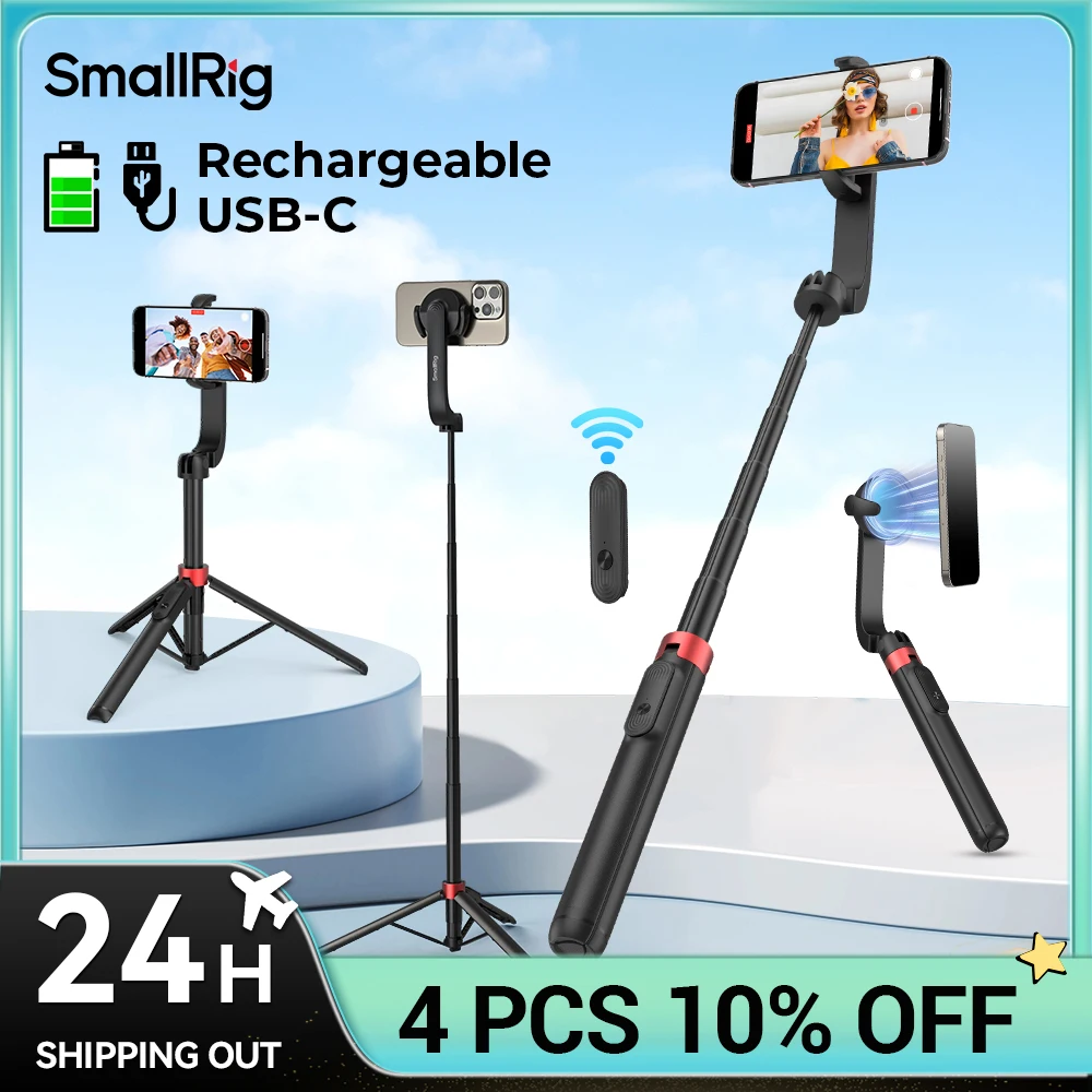 

SmallRig Portable Selfie Stick Tripod ST-25 Pro, Selfie Stick and Tripod Functions,39cm to 132cm Adjustable for iPhone Android