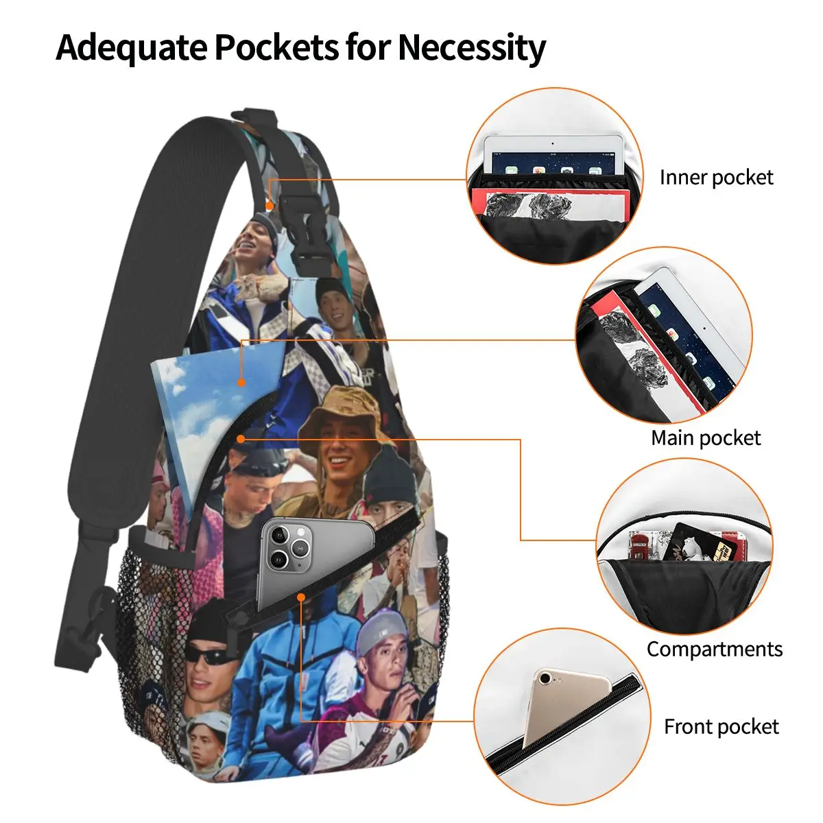Central Cee Cant Rush Greatness 2025 حقيبة صدر للرجال حبال Crossbody على ظهره حقيبة صدر للرجال السفر المشي لمسافات طويلة Daypack حقيبة كتف