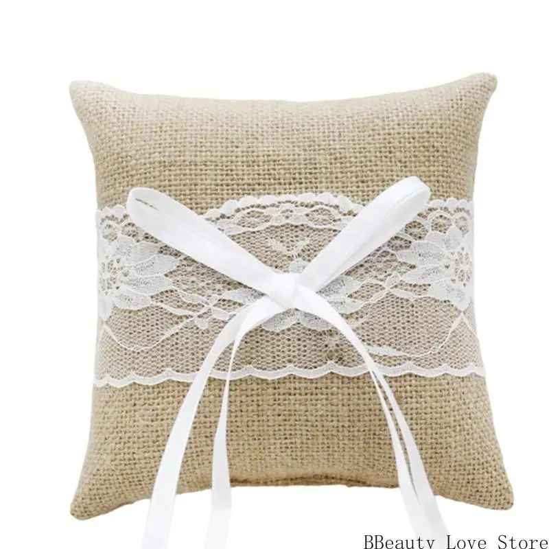 부드럽고 우아한 흰색 반지 베개 웨딩 베개 사진 소품 장식