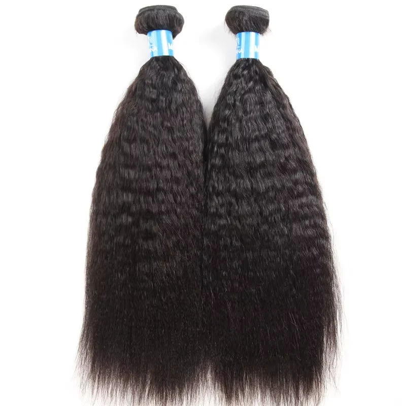 AMANDA-Kinky Straight Hair Pacotes, extensões de cabelo virgens brasileiras, Yaki Straight, 100% Natural cabelo humano, cabelo grosso, 1 Pacotes, 3 Pacotes