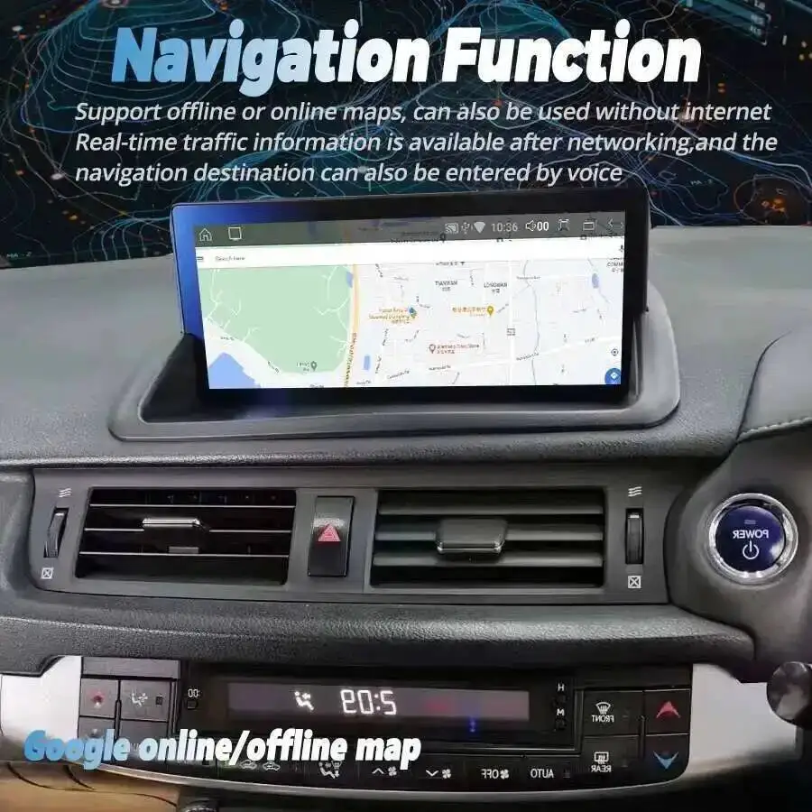 navirider BT RHD built-in 360 auto Carplay Stereo Navi For Lexus CT CT200 CT200h 2011-2019 10.25''Android 14 intelligen radio
