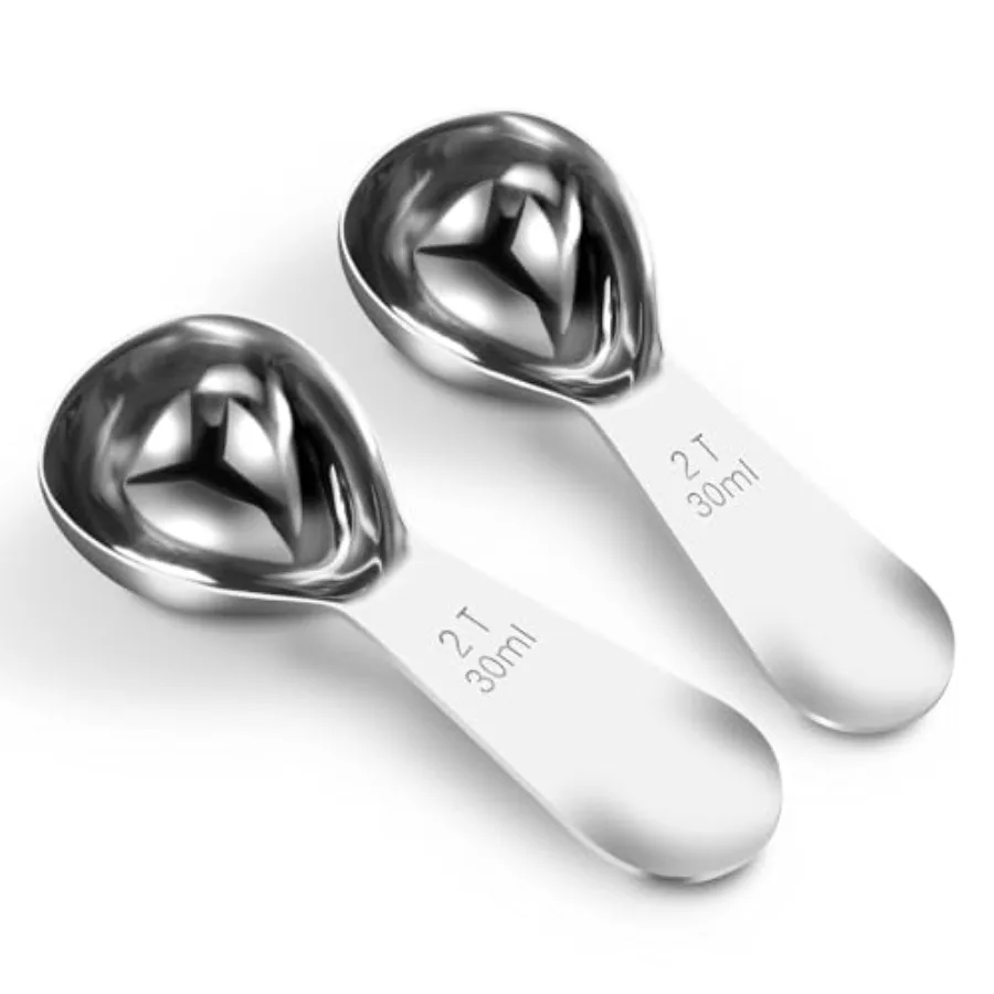 Coffee Scoop 2 tablespoon Measuring Spoons 30ml 2pcs,Ergonomics Design Coffee Scooper 2 tbsp Metal Stainless Steel Manufacture