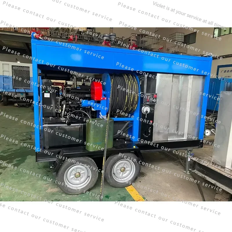 Trailer Type 250bar 70Lpm Sewer Jetting Machine Drain Pipe Dredging High Pressure Washer Water Jet Pump Cleaning Hydro