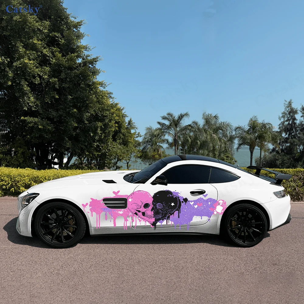 

Punk Gothic Skulls Heart Car Side Sticker Decoration,PVC Waterproof Scratch Resistant Decal,Car Protection,Auto Accessories Gift