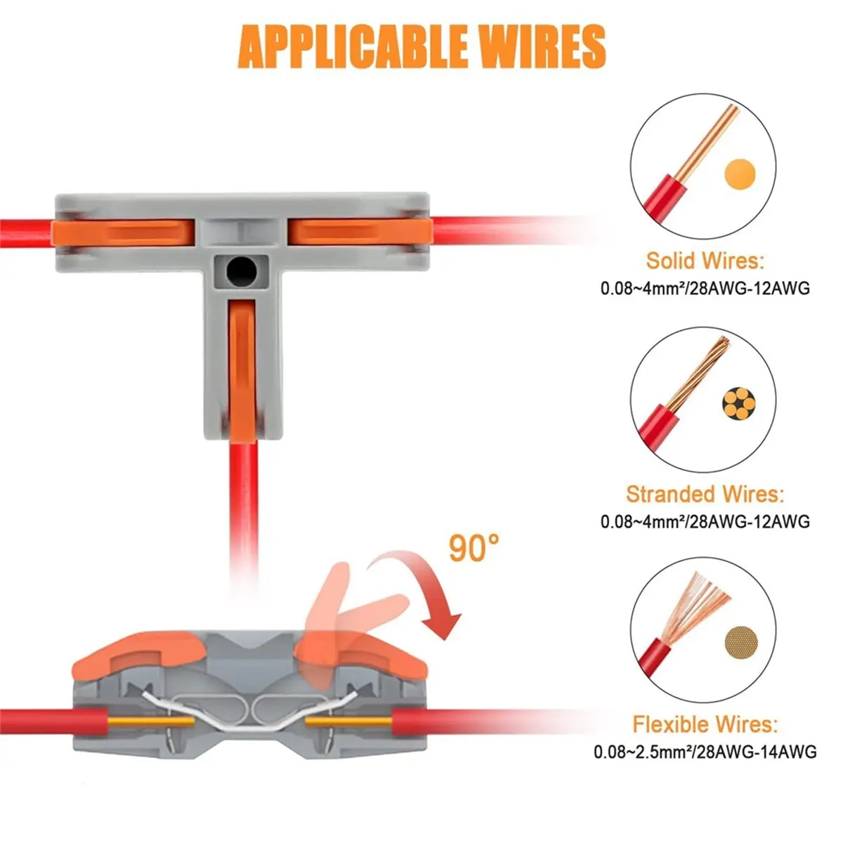 【~ New ABZE】30PCS T Shape Lever Nut Wire Connector, Quick Splitter 3 Way Electrical Connectors