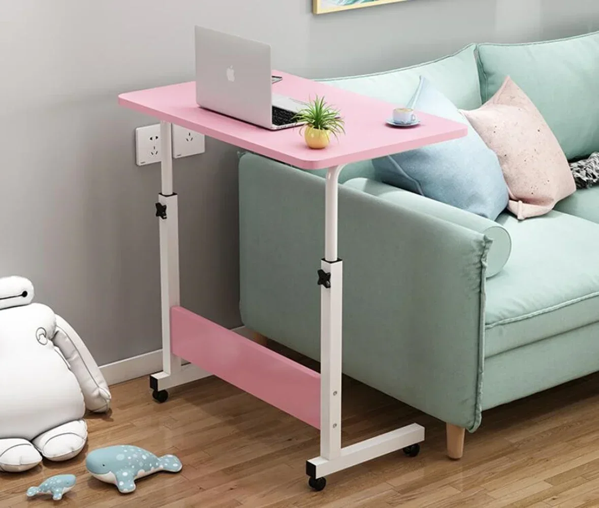 Portable Adjustable Desktop Computer Table Turning Table For PC Bed Can Be Lifted Desk With Wheel, Hand End Table For Sofa